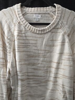 J. Crew Cream and Tan Marled Crewneck Sweater